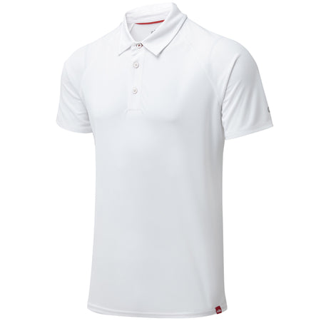 Gill UV008 mænds polo i hvid, set fra fronten på en hvid baggrund.
