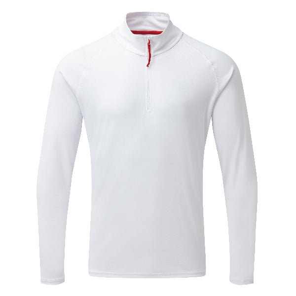Gill UV009 herre langærmet t-shirt i hvid, set forfra.