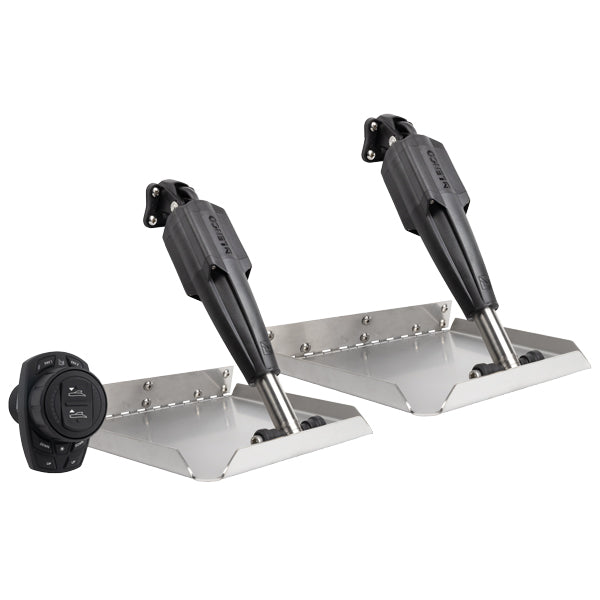 Lenco Trim Tab Kit, set fra siden med kontrolenhed som baggrund.