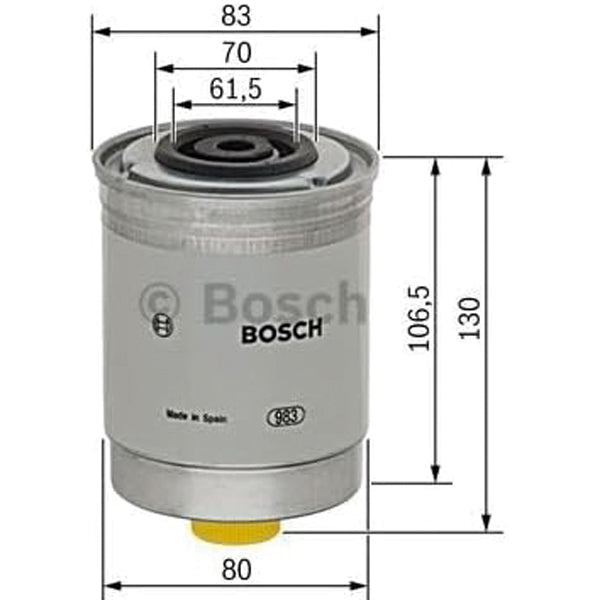 Bosch brændstoffilter N4103 monteret, vises i brug på en marinemotor.