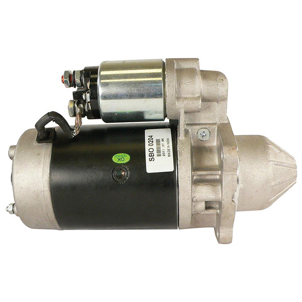 Quicksilver 12-volt starter set fra siden med monteringspunkter synlige.
