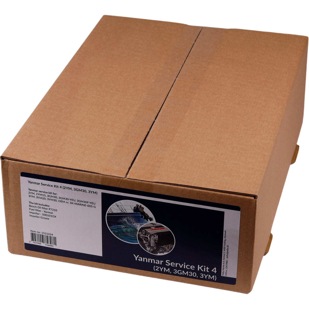 Close-up af SeaTec Yanmar servicekit med instruktioner og reservedele