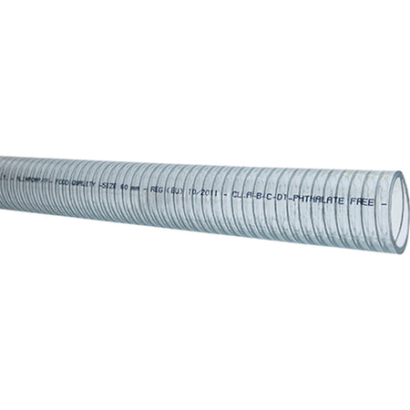 Klar 16mm PVC slange med stålspiral fra SeaTec, rulle på 3 meter.