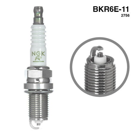 NGK tændrør BKR6E-11 set forfra med tydelig logo og design.
