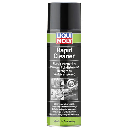 Liqui Moly hurtigrens/bremserens spray stående på en arbejdsbænk