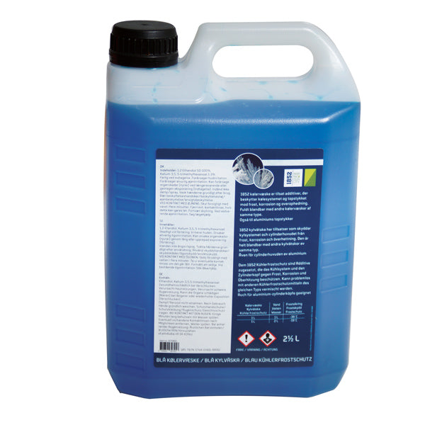 Kølervæske 1852 i blå farve, 2.5 liter beholder.