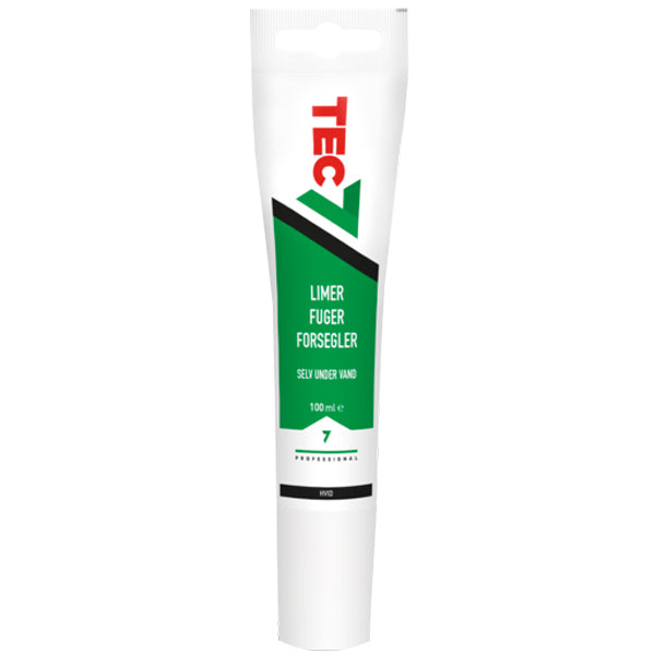 Tec7 fugemasse i hvid 100ml tube set forfra