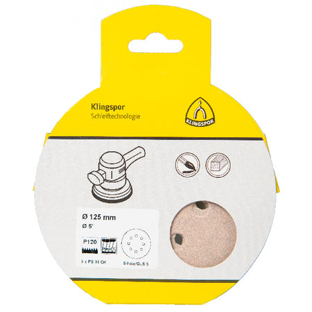 Klingspor sliberondel PS73 P1200 set bagfra, Ø125mm med sandpapirstruktur