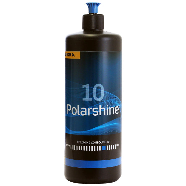 Mirka Polarshine 10 polermiddel i en 1 L flaske, præsenteret på hvid baggrund
