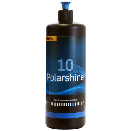 Mirka Polarshine 10 polermiddel i en 1 L flaske, præsenteret på hvid baggrund