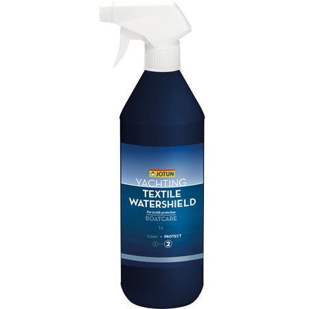 Jotun Textile Watershield 1 L på hvid baggrund med etiketten tydeligt synlig