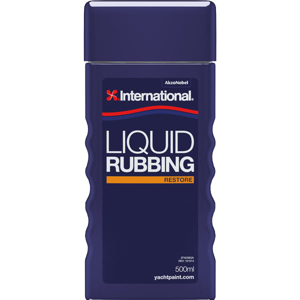 International Liquid Rubbing 0,5L flaske med etikette, klar til brug på båden.