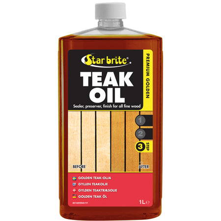 Star Brite Premium Gold Teak Olie i en praktisk 1L flaske