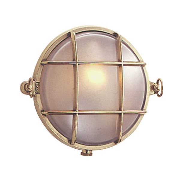 Foresti skotlampe med mat glas, monteret på væggen i en båd.