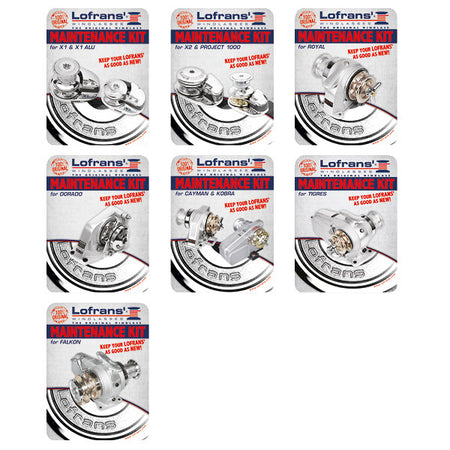 Lofrans vedligeholdelsekit med alle komponenter, klar til installation på båd