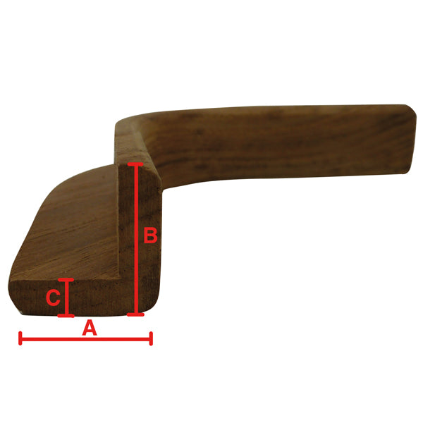 Teak inderhjørne fra Roca set oppefra, 30x10mm