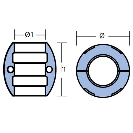 Tecnoseal zinkanode aksel i emballage, præsenteret på hvid baggrund.