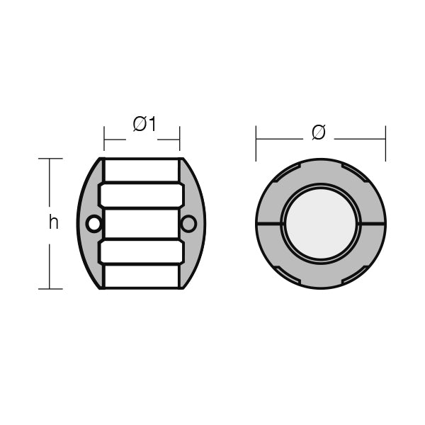 1852 zink akselanode placeret på en båd aksel i brug