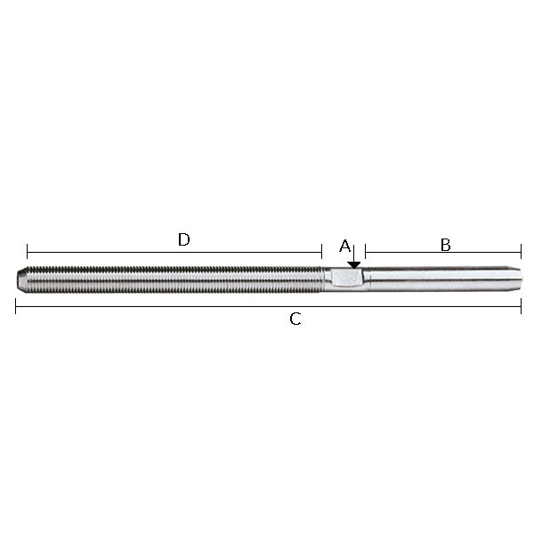 Detalje af Ronstan gevindterminal med 3/8" gevind