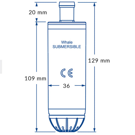 Whale Pantrypump 24v dyk med detaljeret visning af designet
