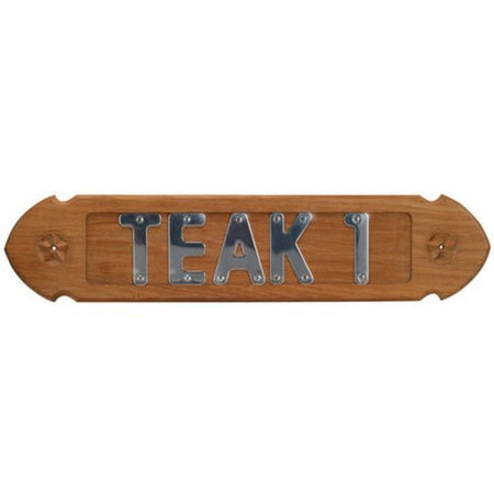 Detailvisning af Roca H bogstav, elegant teak look.